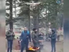 10 kilo sucuğu drone’la pişirdiler