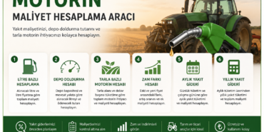Motorin Maliyet Hesaplama Aracı ile yakıt maliyeti, depo doldurma ve tarla motorin ihtiyacı hesaplama