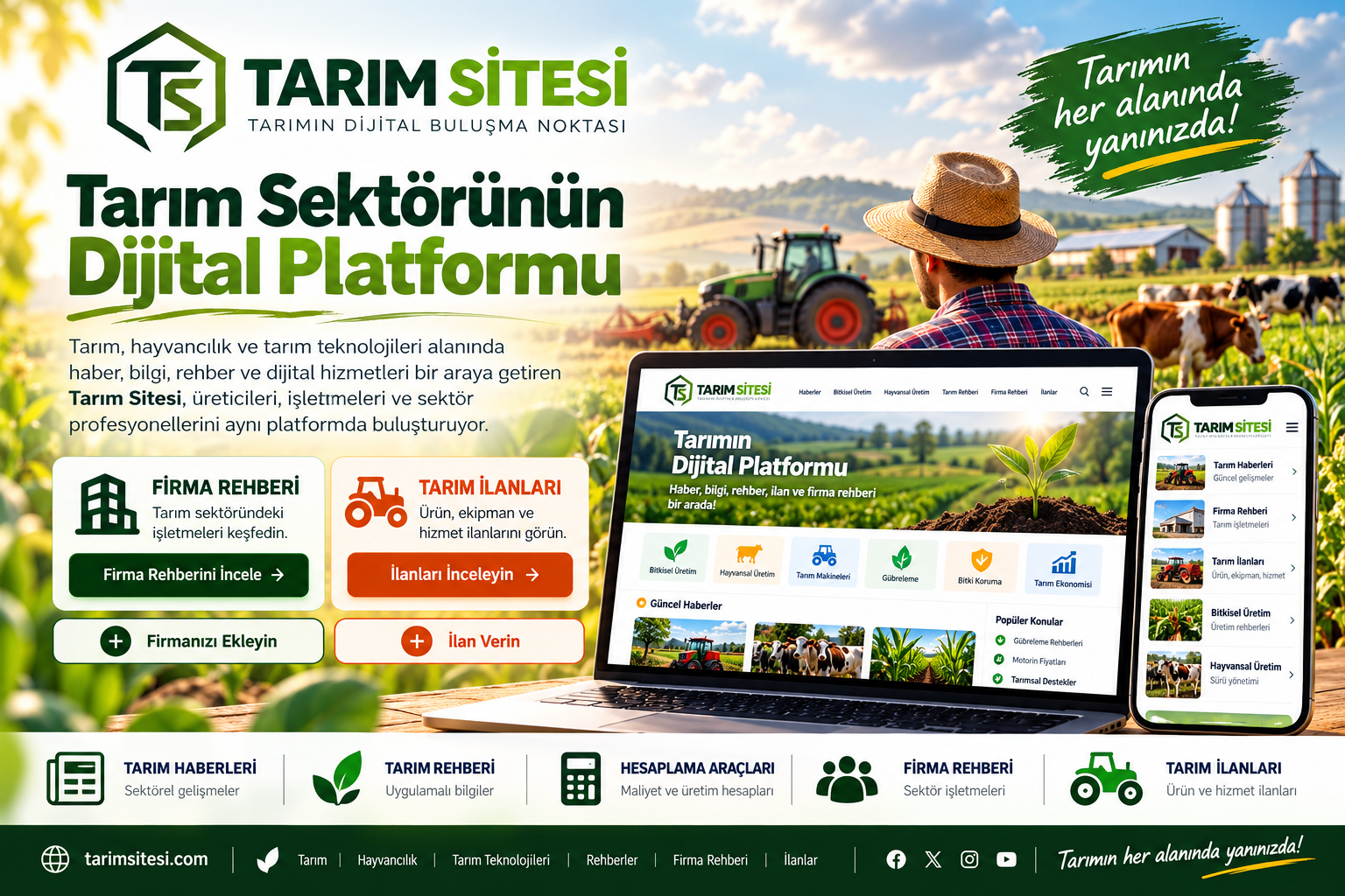 Tarım Sitesi firma rehberi, tarım ilanları, haberler ve dijital tarım hizmetleri tanıtım görseli